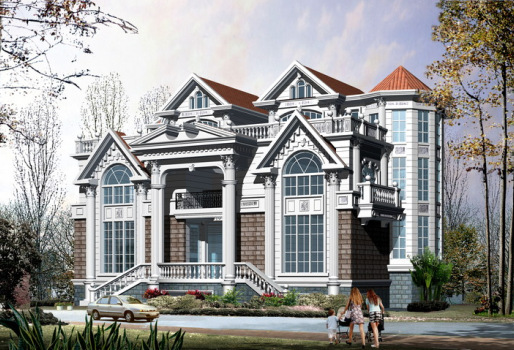 【别墅设计图纸 cad施工图 效果图 欧式豪宅 自