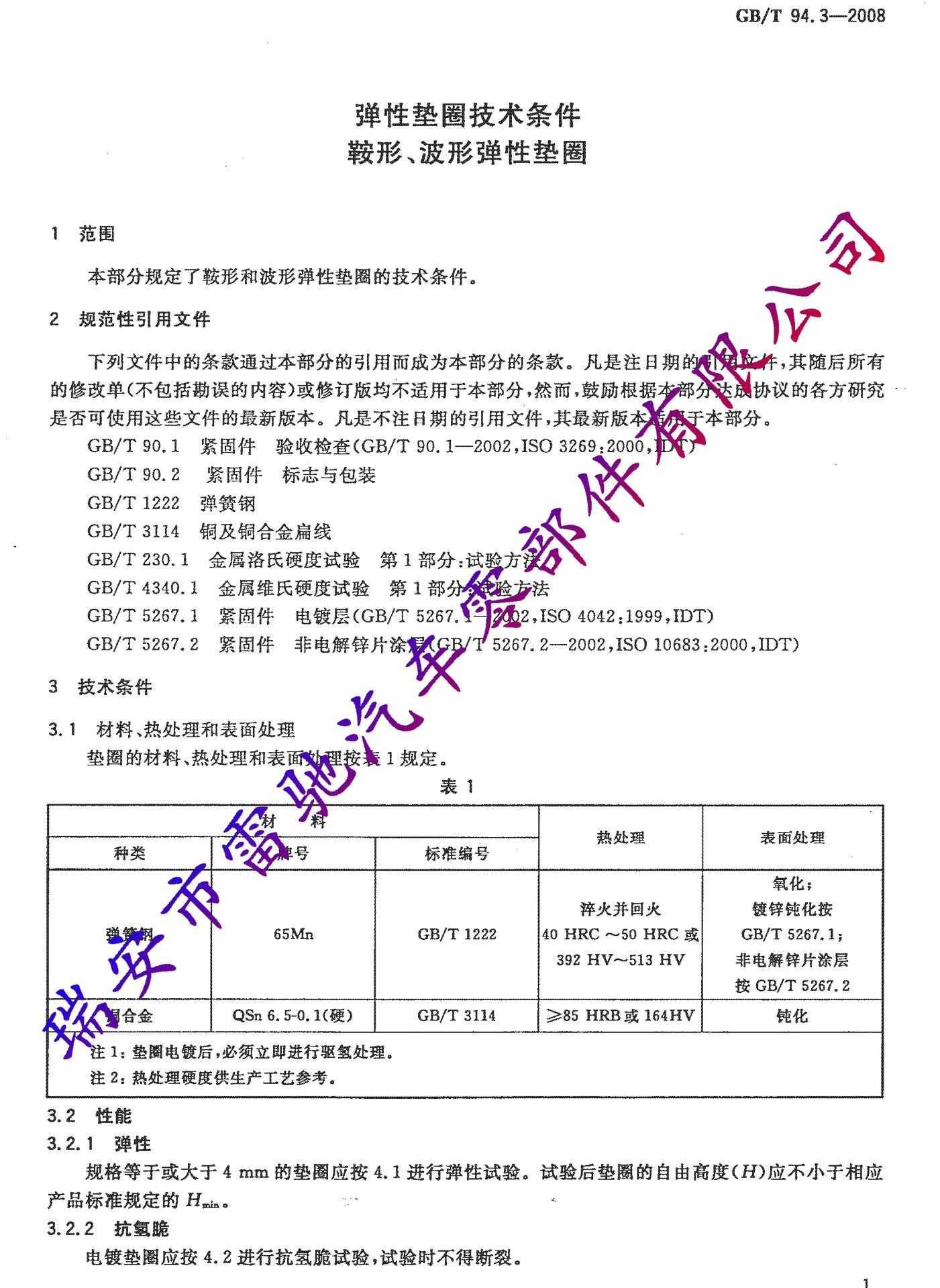 GBT 94.3-2008  弹性垫圈技术条件 鞍形、波形弹