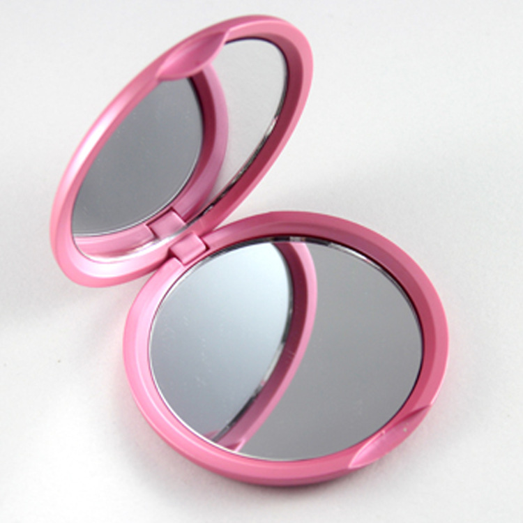 环保塑料圆形双面折叠化妆镜 便携随身镜 广告
