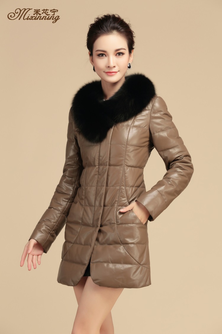 2013海宁新款绵羊<em>皮羽绒</em>服<em>女士</em>中长款皮衣 超