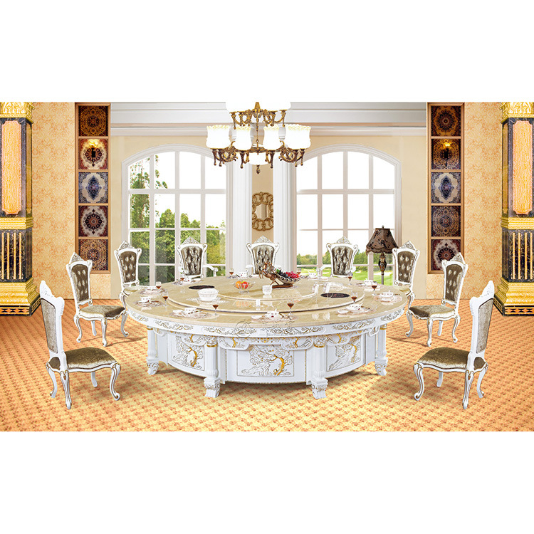 大理石电动餐桌,酒店自动餐桌,豪华雕花电动餐桌-花开富贵 A