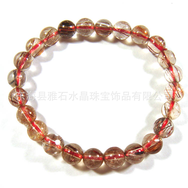 0001天然铜发晶手链【7.7MM][重量：14.7元=15