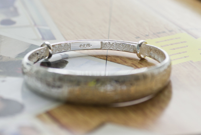 银饰一件代发 S999千足银手镯 爱心百福老人推