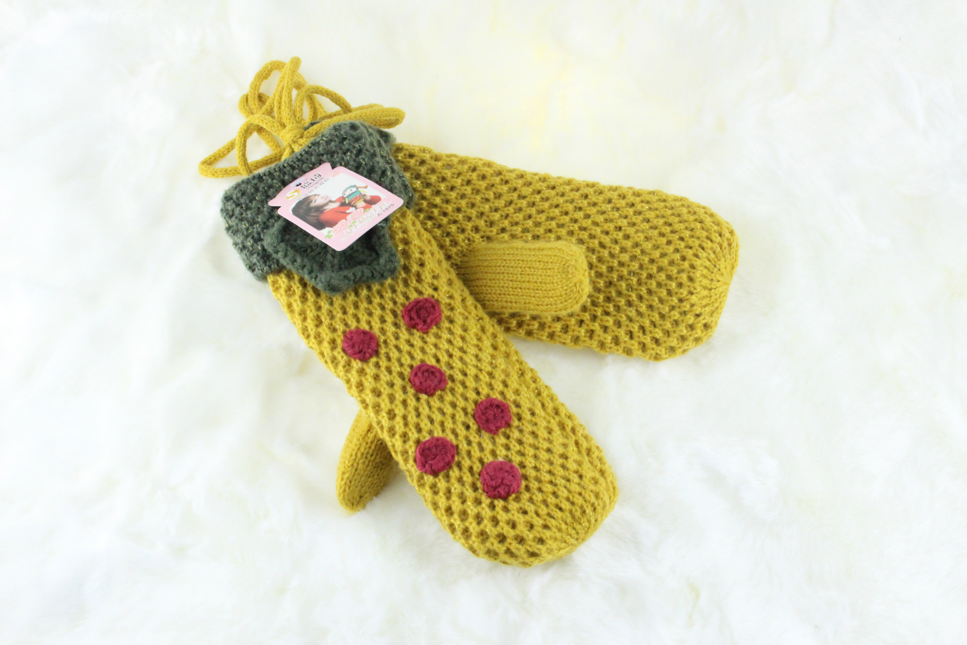 2013盛琦<em>手套女式</em>毛线七彩草莓包仔保暖<em>手套</em>