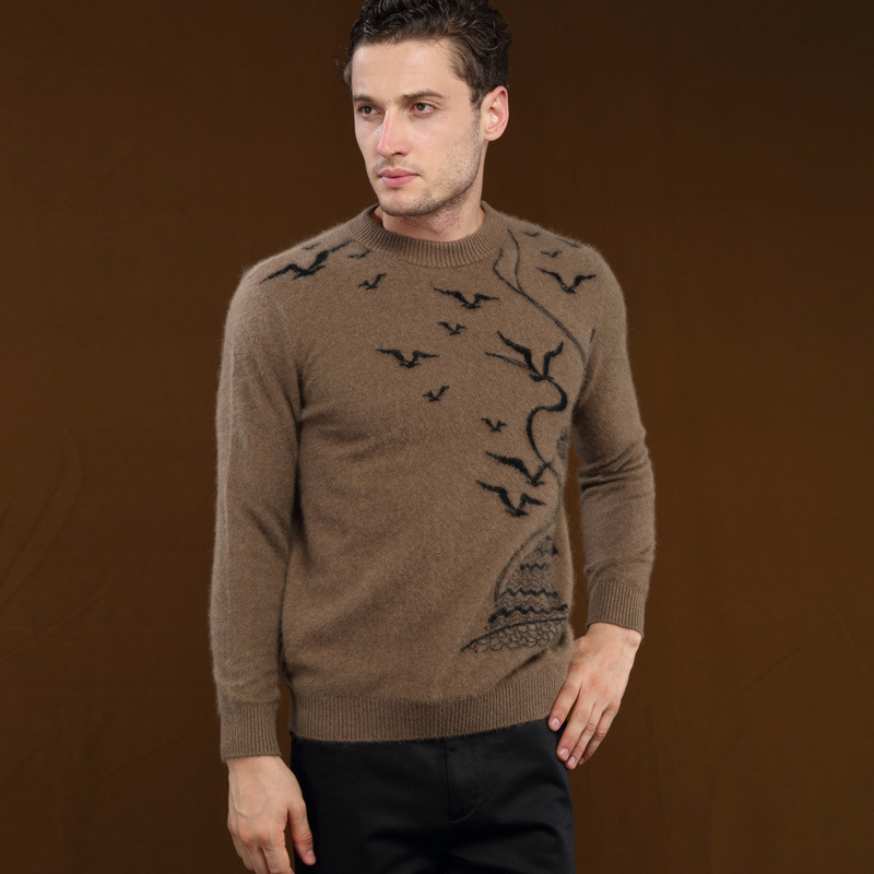 秋冬男士<em>貂绒</em>圆领<em>毛衣保暖</em>厚柔软加厚套头针织