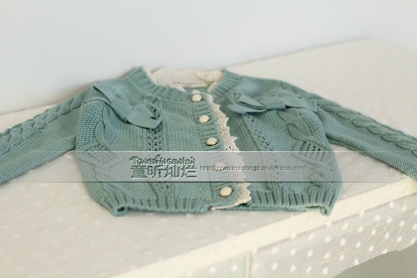 9311韩版童装 精品 女童 麻花镂空<em>勾针</em>蝴蝶结毛