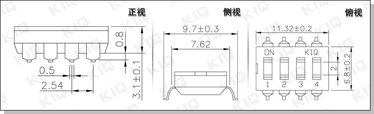 4位编码开关   货号: kmx-04r (定制栏有“x”的对照说明)