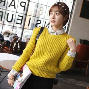 2012秋装新品麻花粗毛线<em>衣短款</em>加厚<em>棒针</em>毛衣