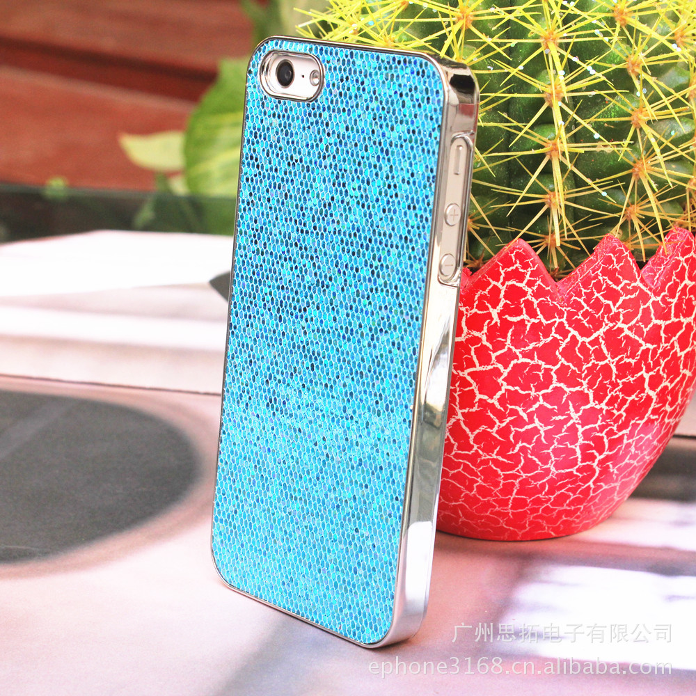 【大量供应 苹果5G手机保护壳 时尚电镀半贴皮