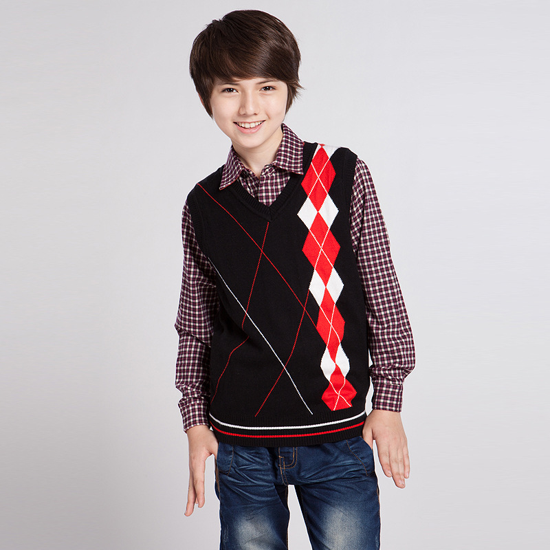 2013秋冬新款童装男儿童中大童英伦针织马甲