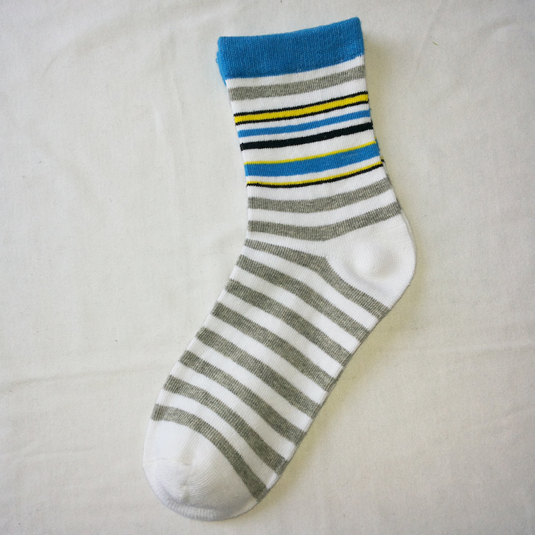 批发采购儿童袜-全棉彩色条纹中童大童袜子 学