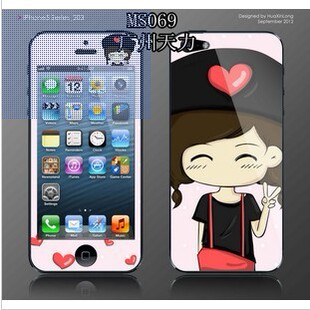正品 新款苹果5代 iphone5保护膜 卡通闪钻手机贴膜 潮牌炫彩贴膜