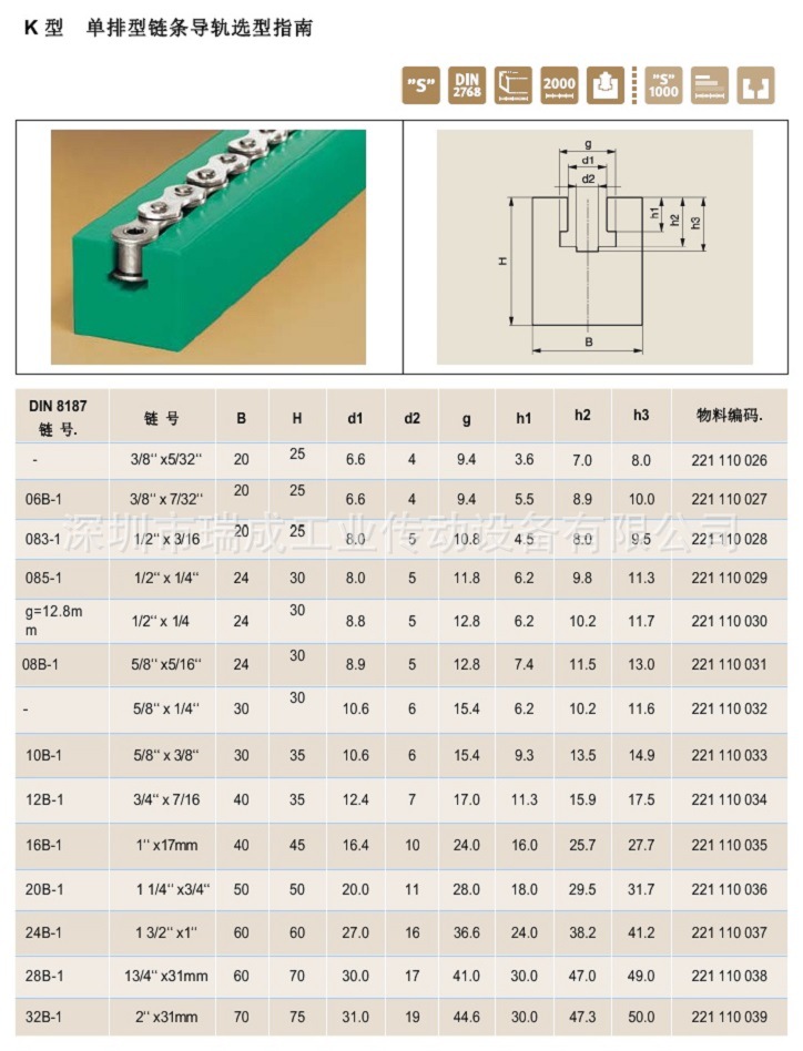 K型链条导轨