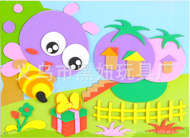 幼儿园趣味贴画 少儿卡通创意立体贴画 EVA拼贴画 -价格,厂家,图