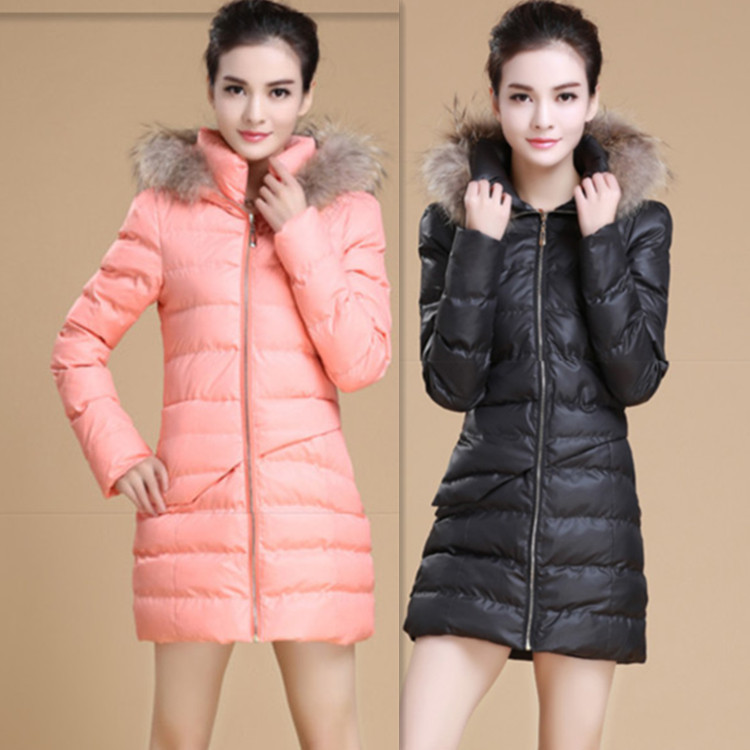 2013<em>冬装</em>新款<em>韩版</em>女式修身毛领连帽<em>棉服</em>中长