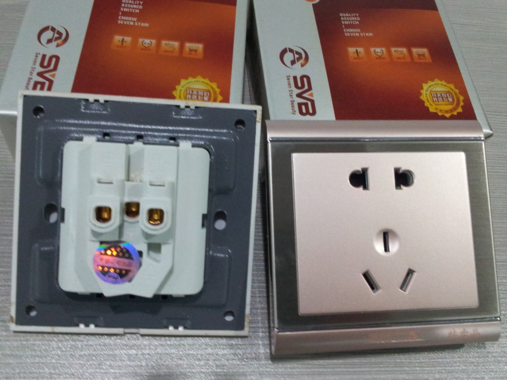 svb/七星正品s80金属拉丝面板两开双控墙壁开关插座批发代理