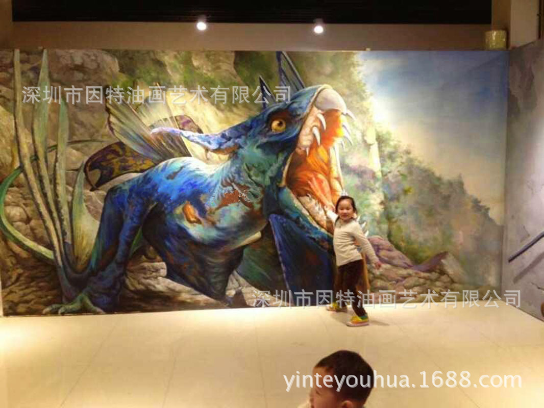 纯手工3D油画高端墙绘彩绘地画逼真写实3D立体画