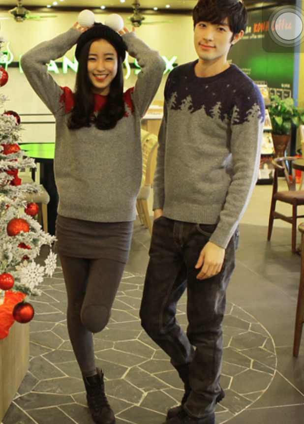 韩国 学院风圣诞树情侣<em>款毛衣 图片</em>_高清大图