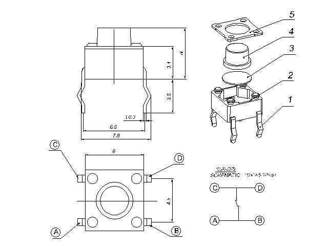 【轻触开关 4脚复位按键4*4*1.5\/1.6\/1.7卷带贴