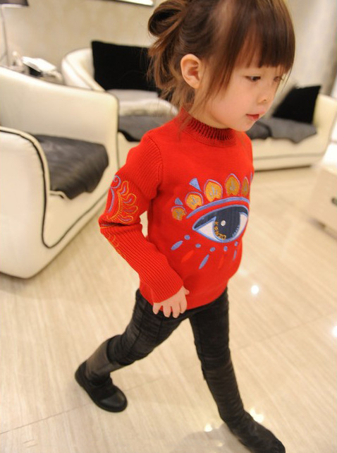 童装 <em>女宝</em>冬款2013 欧美潮牌<em>毛衣</em> 大眼睛针织衫