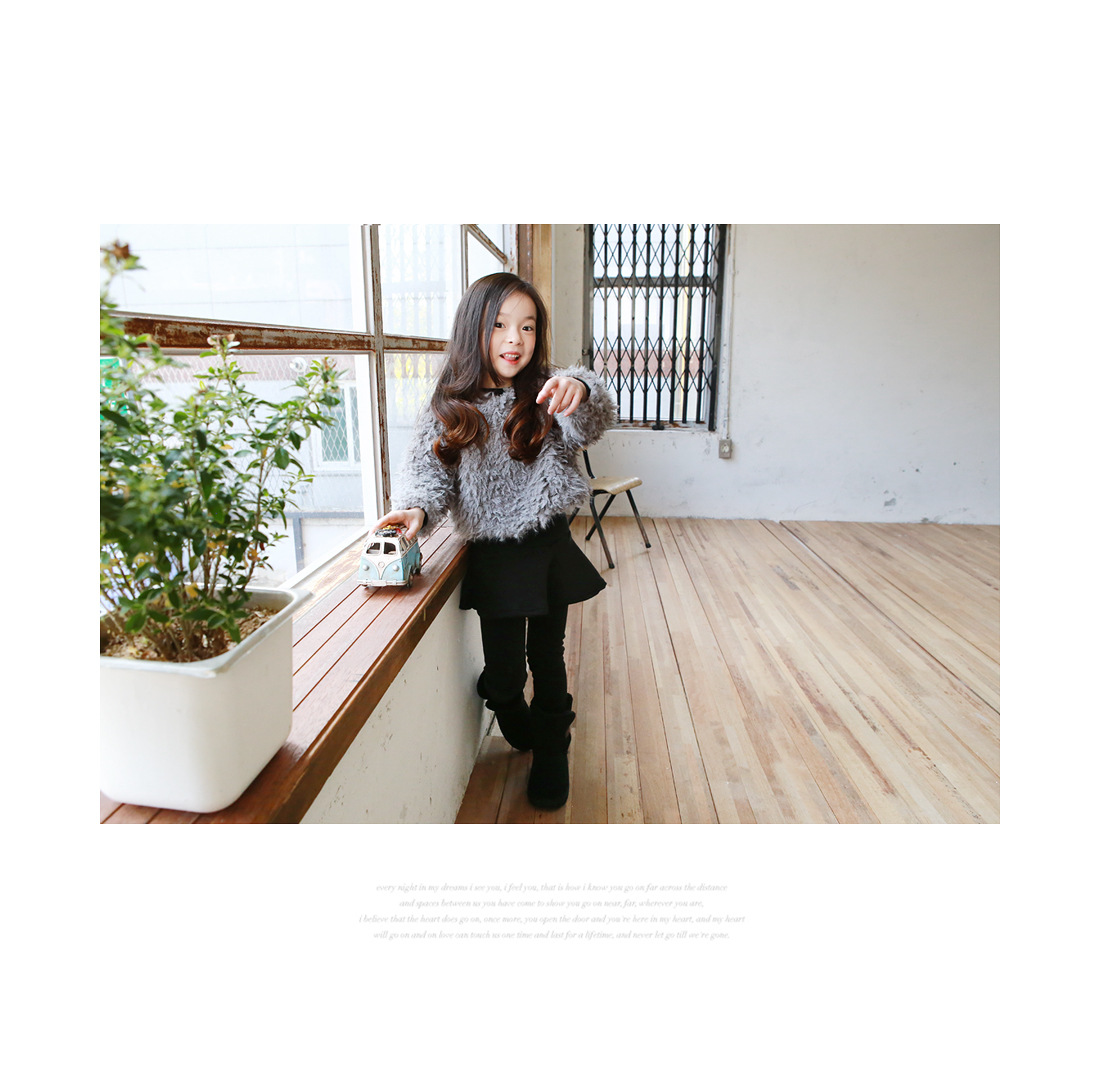 【韩国童装女童毛绒衫 毛茸茸<em>短款毛衣</em> 羊毛外