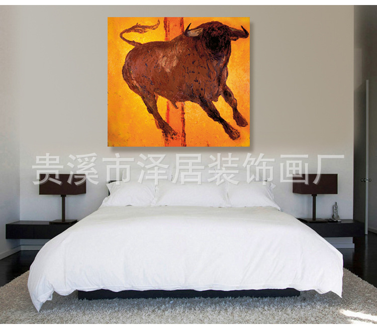 【泽居装饰画厂家批发供应:纯手绘公牛刀刮装