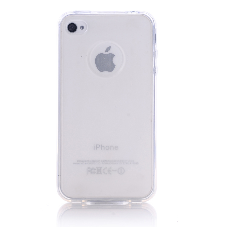 iphone4手机壳 苹果4S保护套 双色透明磨砂镂
