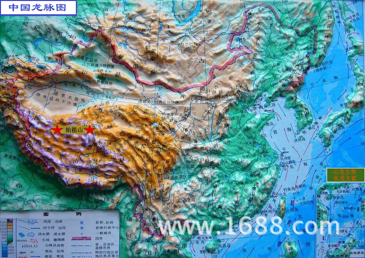 中国大体山势龙脉分布图