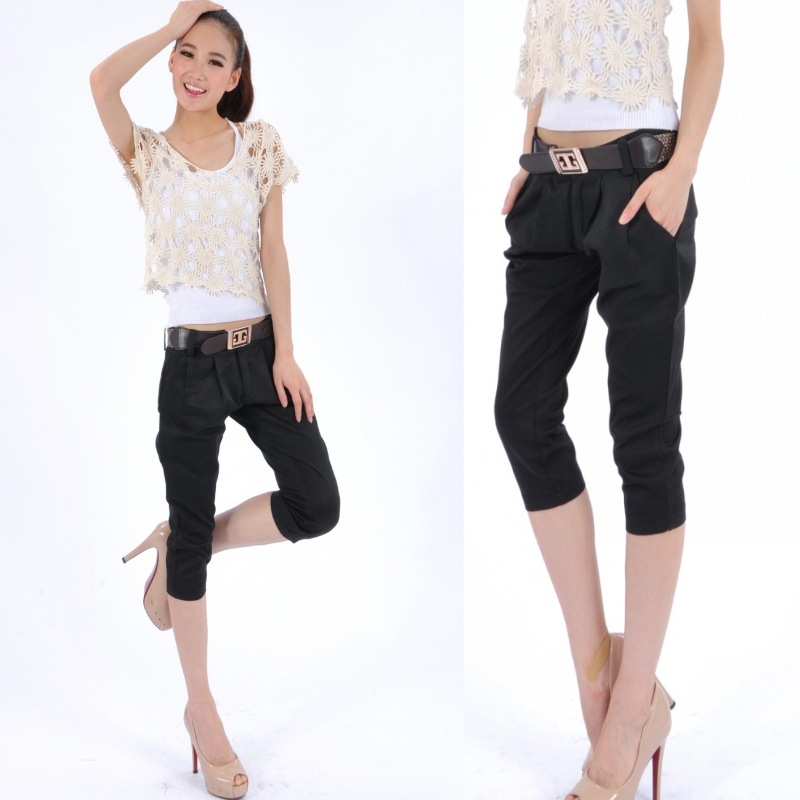 2013新款<em>女式</em>黑色弹力<em>马裤</em> 哈伦7分裤 <em>女式</em>超