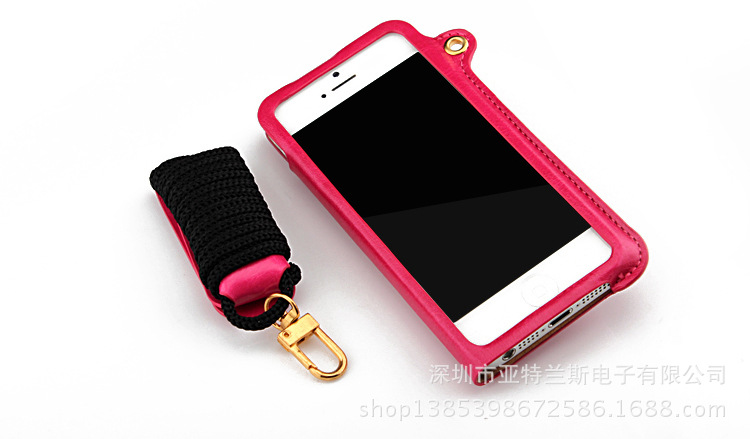 Iphone 5 5G 5S 5C掛繩支架皮套