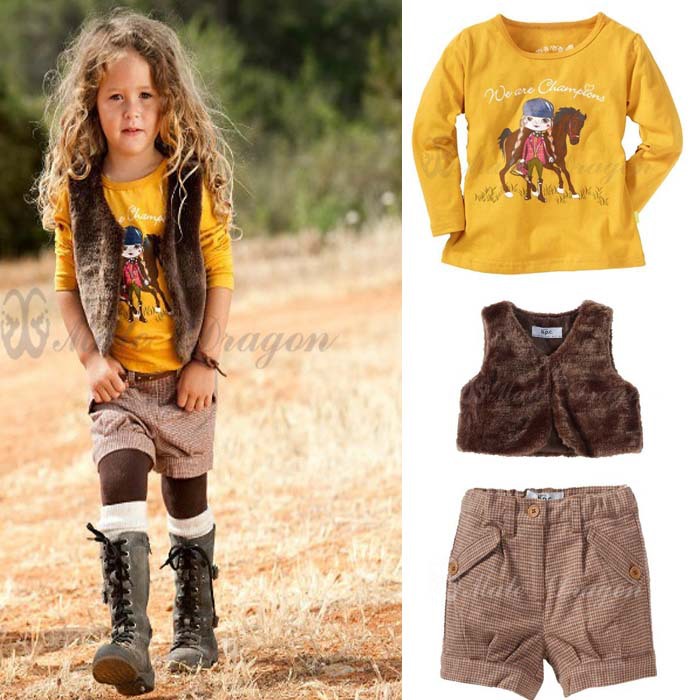 独家童装批发:MD女童时尚<em>马甲秋款</em>三件套 秋