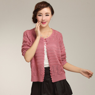 013秋装新款 韩版宽松镂空外搭针织衫<em>女开衫</em>秋