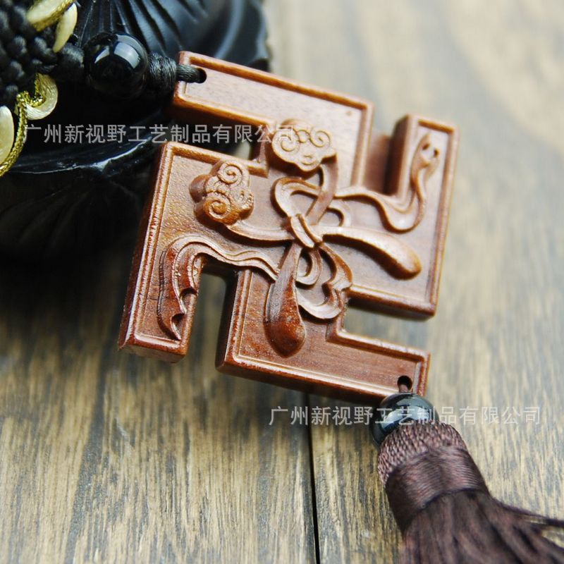 【万事如意】汽车用品 木雕工艺品 木质挂件批发 如意车挂sc-004