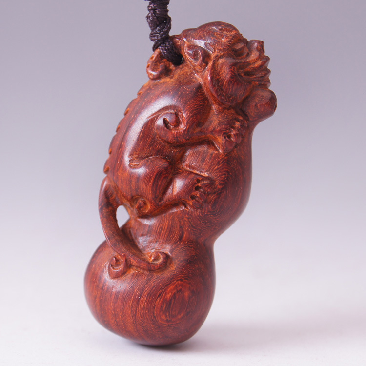 厂家直销 工艺品貔貅报葫 印度小叶紫檀木雕工