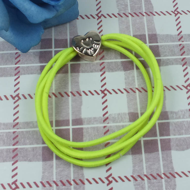 品发饰韩版超高弹性荧光无缝爱心苹果<em>接头发</em>绳