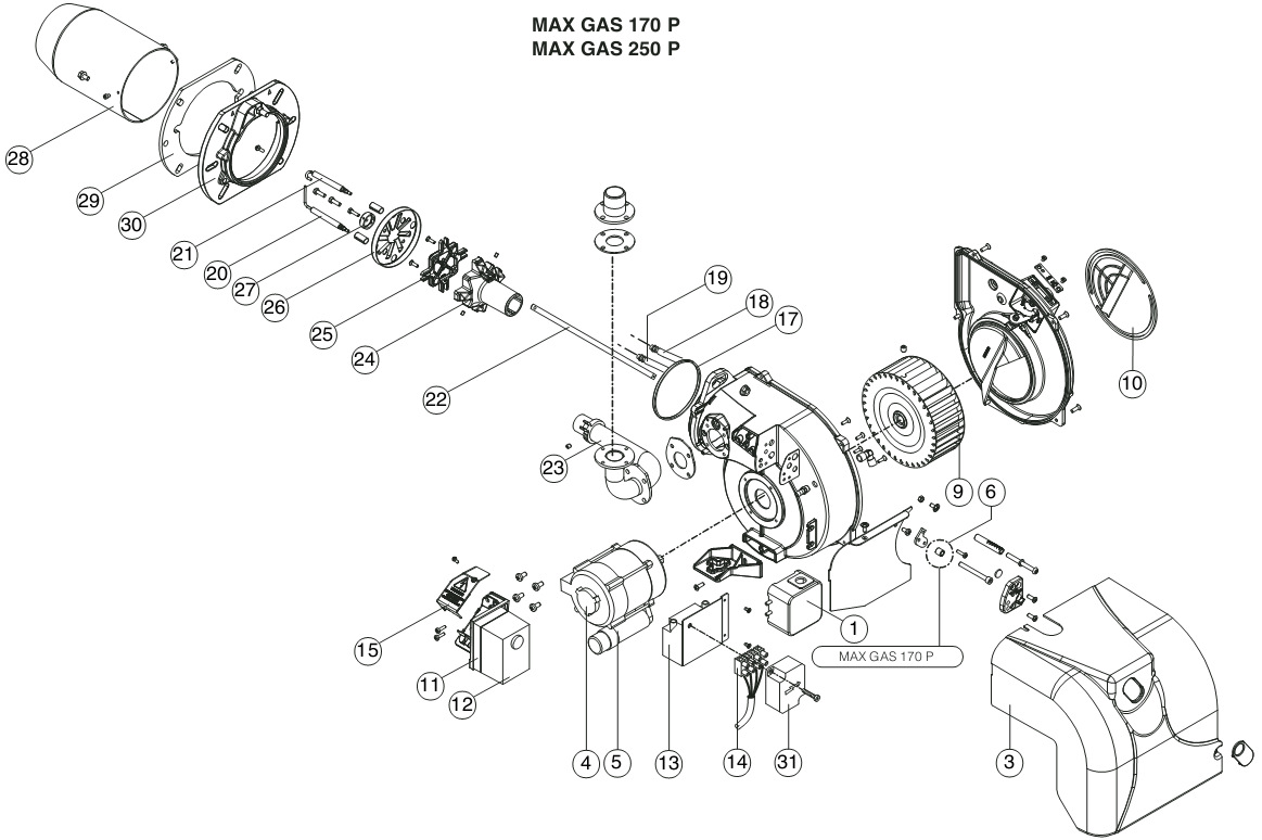 燃烧器-MAXGAS250P | 21万大卡 单段火 燃气