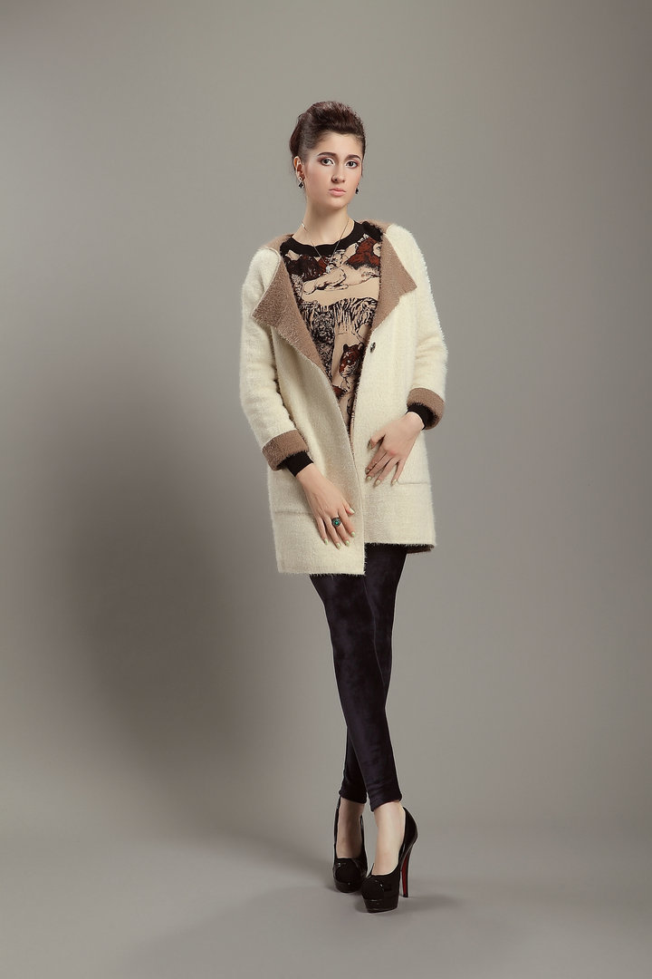 Sikya 欧美秋冬季女式双色<em>针织毛衣外套</em> 袖口翻