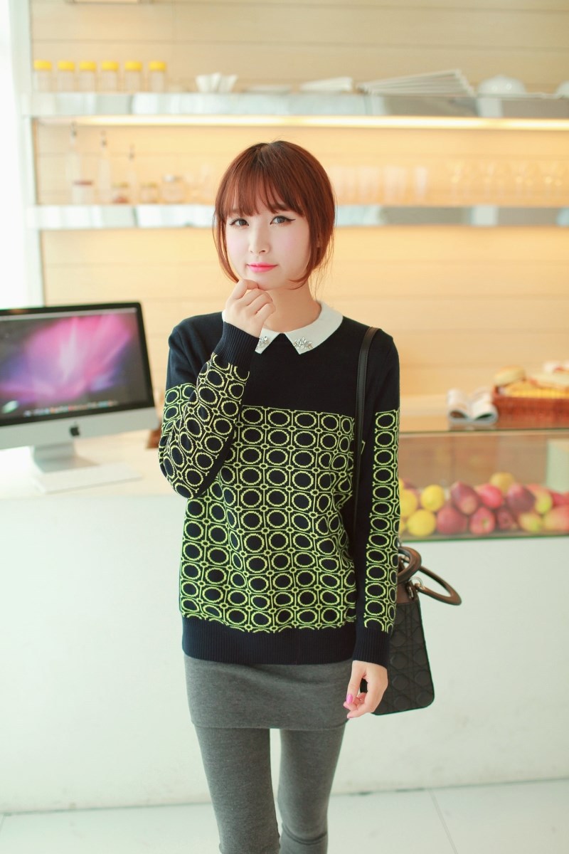 2013<em>韩版</em>圈圈提花<em>女装</em>针织衫<em>套头</em>打底衫<em>毛衣</em>