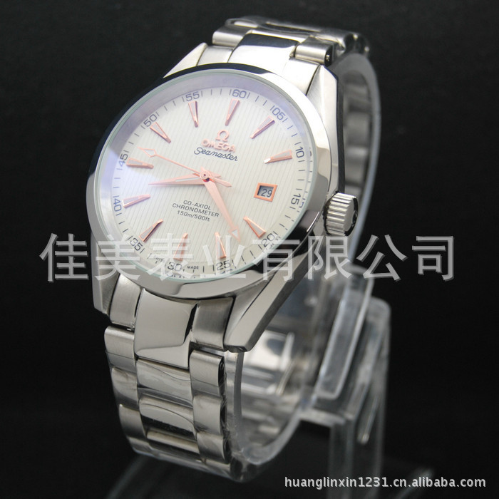 批发手表 白面金针钢带全自动机械表 背透男腕