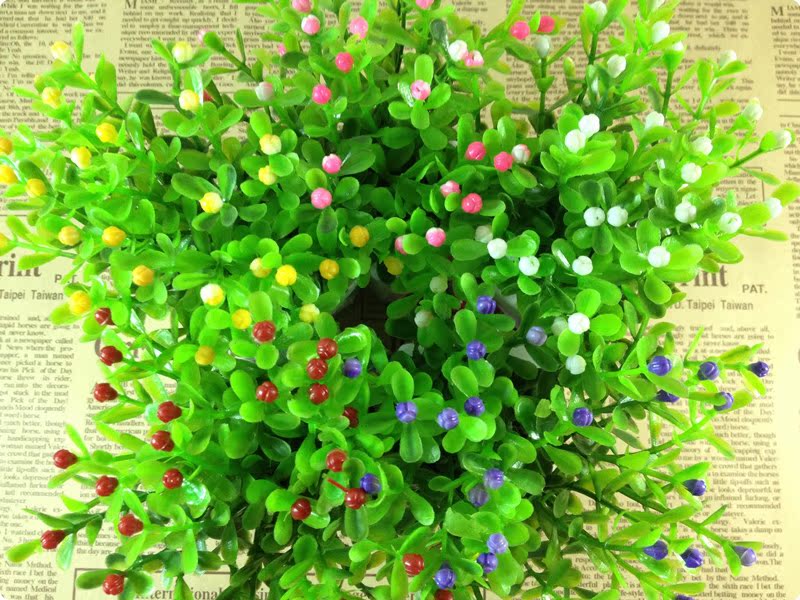 仿真米兰粒花束 义乌外贸仿真花 塑胶花 仿真绿