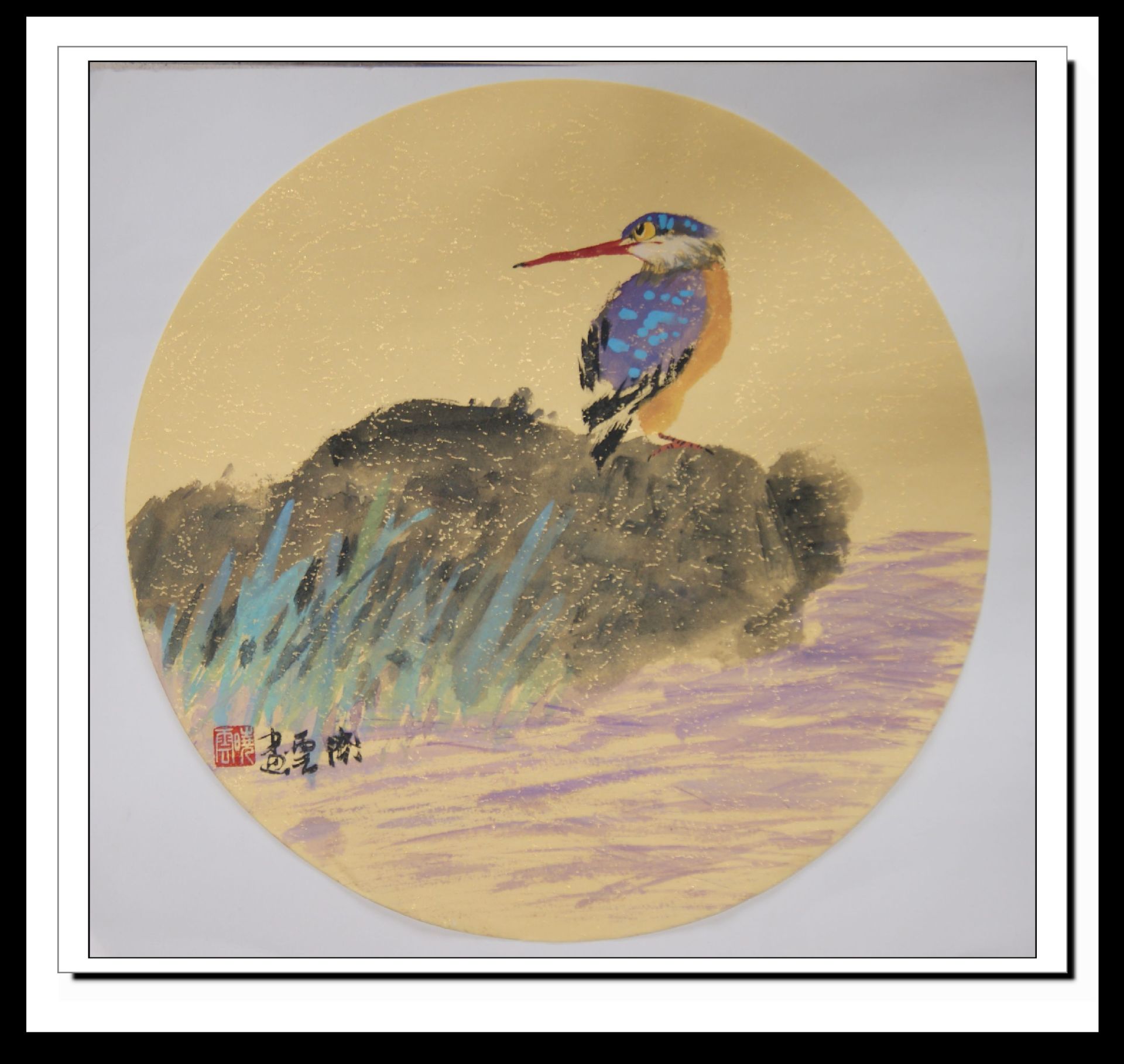 礼品 美术工艺品 书画工艺品 国画 蕴云堂画廊供应精品圆形写意花鸟画