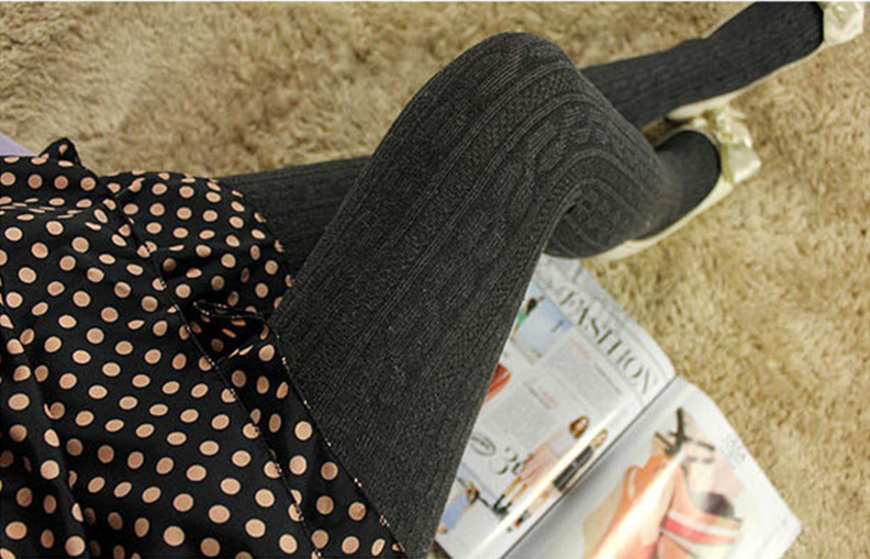 义乌韩版热销麻花螺纹打底裤 连裤连脚袜批发