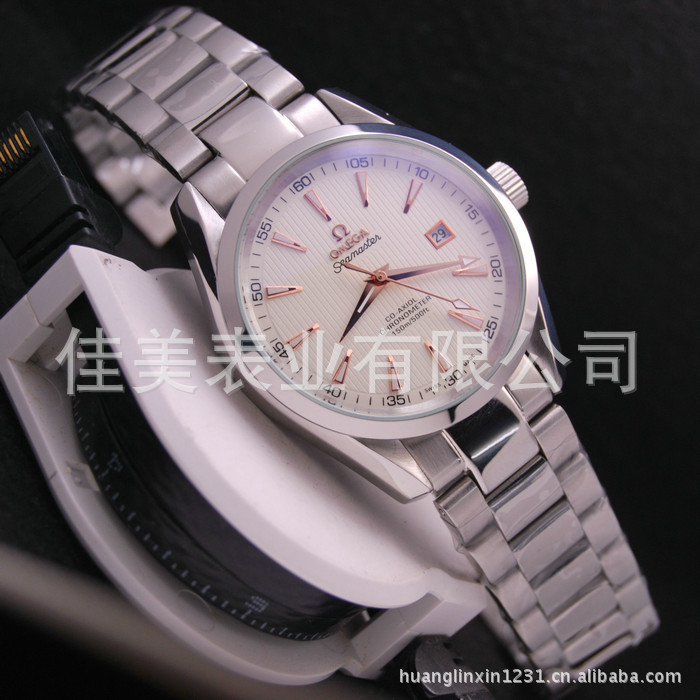 批发手表 白面金针钢带全自动机械表 背透男腕