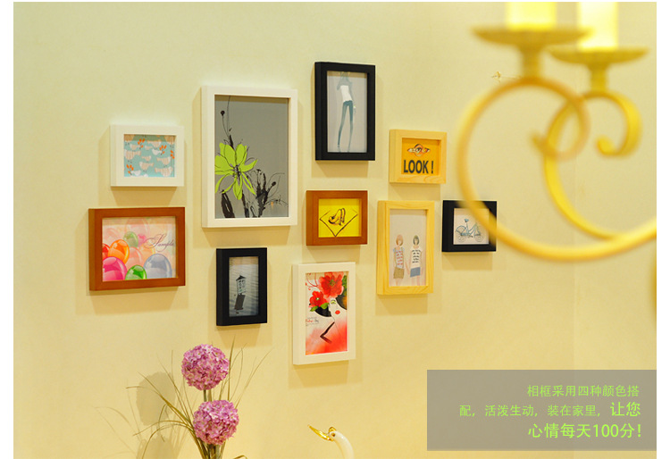【全悦 实木<em>照片墙 10</em>框创意组合相框墙 灵动时