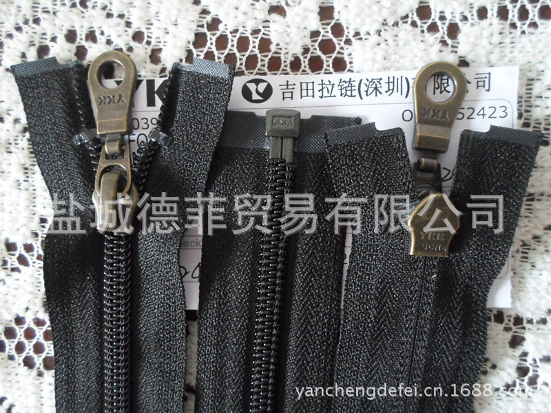 YKK5#尼龙单开青古铜DAMSL1黑80-95cm德上