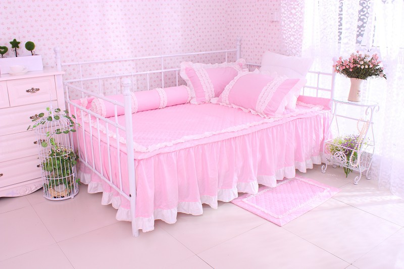 【夏季浪漫床上用品四件套 粉色床裙梦幻公主