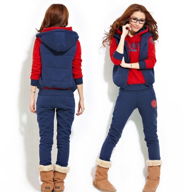 <em>卫衣三件套</em> <em>卫衣套装</em> 卫衣女韩版 加厚抓绒带帽