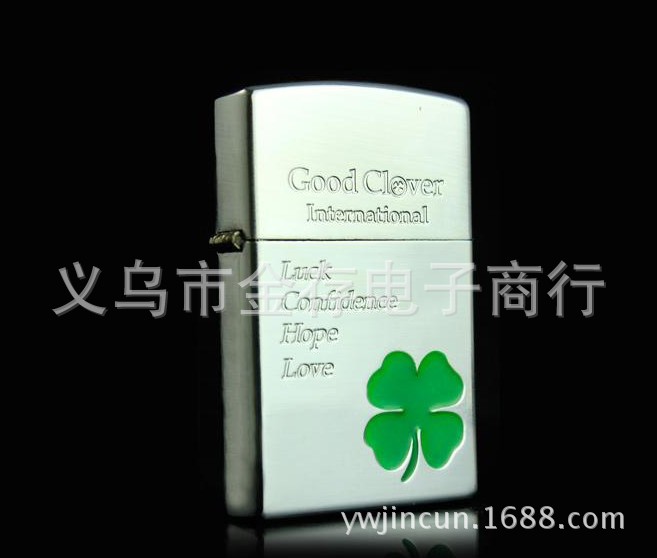 批发采购打火机及烟具-创意zippo外壳款 四叶草
