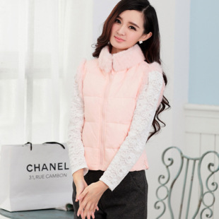 批发采购<em>女式羽绒服</em>-兔毛领羽绒<em>马夹</em>白鸭绒公