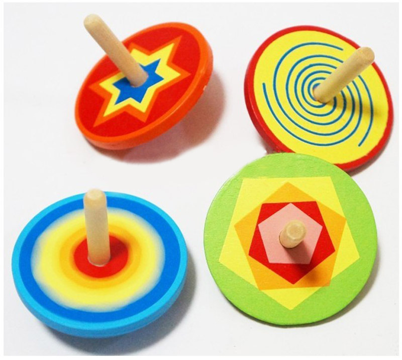 木制彩色旋转陀螺出口原版 传统玩具 儿童玩具 多款颜色随机发